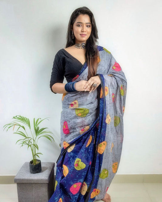 Mulmul Cotton Silk  Saree With Digital Print!!