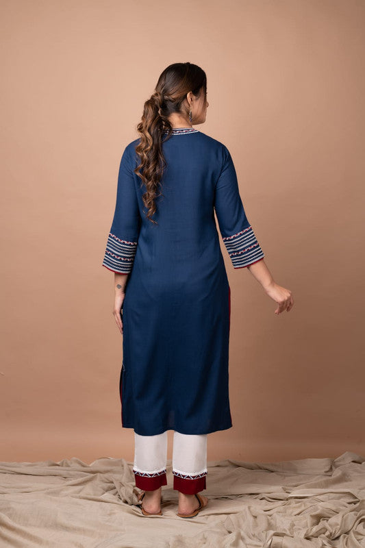 Full embroidered kurti with embroidered buttons combined with embroidered pants-Roys3694