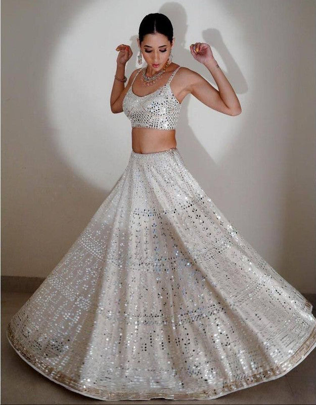 TRENDING FOILPAPER EMBROIDERED WORK LEHENGA ON GEORGETTE WITH DUPATTA!!