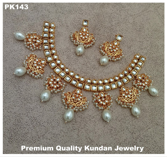 Premium Quality  Kundan Jewellery Necklace set with Ear Rings
