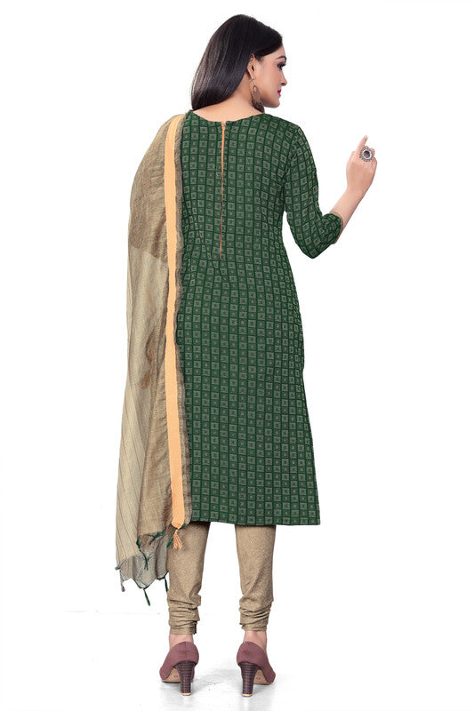 Green Coloured Banarasi Jaquard with Print Women Party/Casual wear Dress Material Suit- Top with Bottom & Dupatta!!