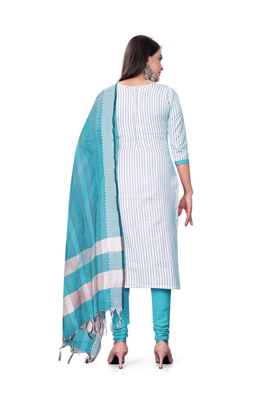 Blue Coloured Banarasi Jaquard with Print Women Party/Casual wear Dress Material Suit- Top with Bottom & Dupatta!!