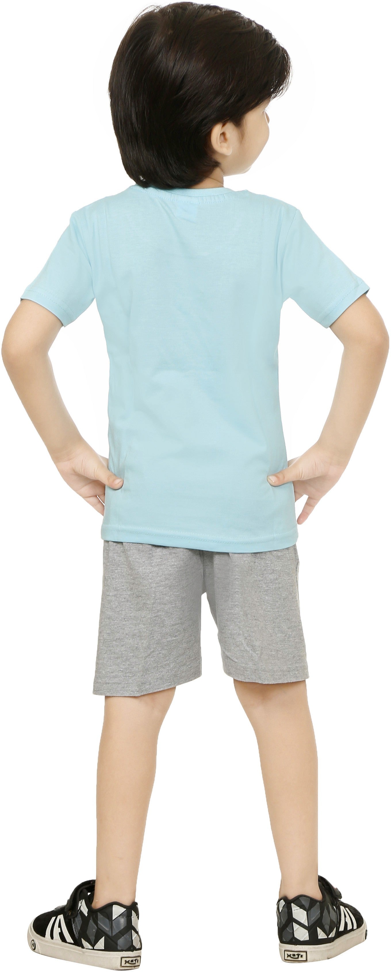 Blue & Grey Coloured Cotton Boys & Girls ( Unisex) Daily wear T Shirt & Short!!