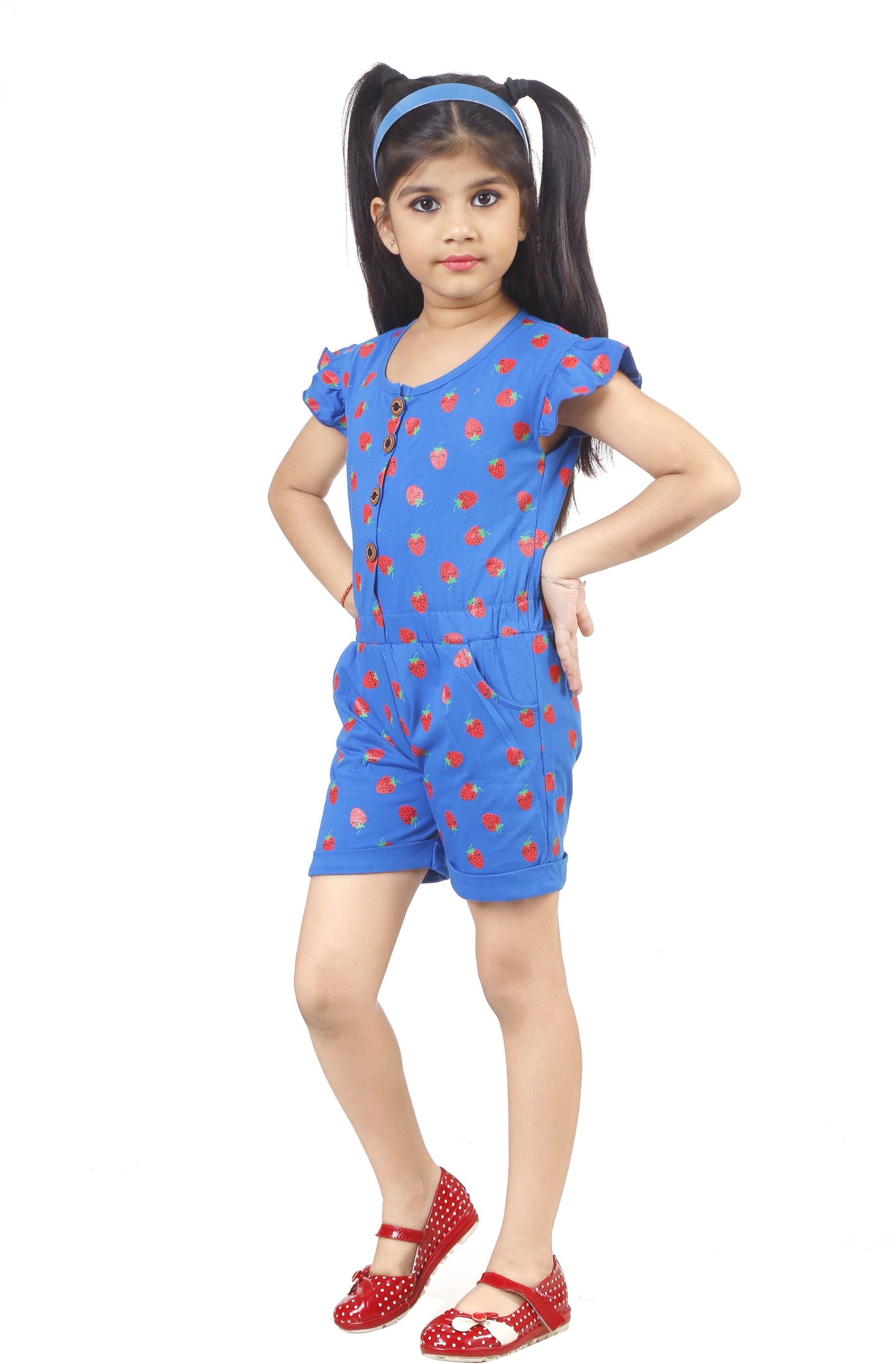 Blue Coloured Cotton Girls  Daily wear Jumpsuit!!