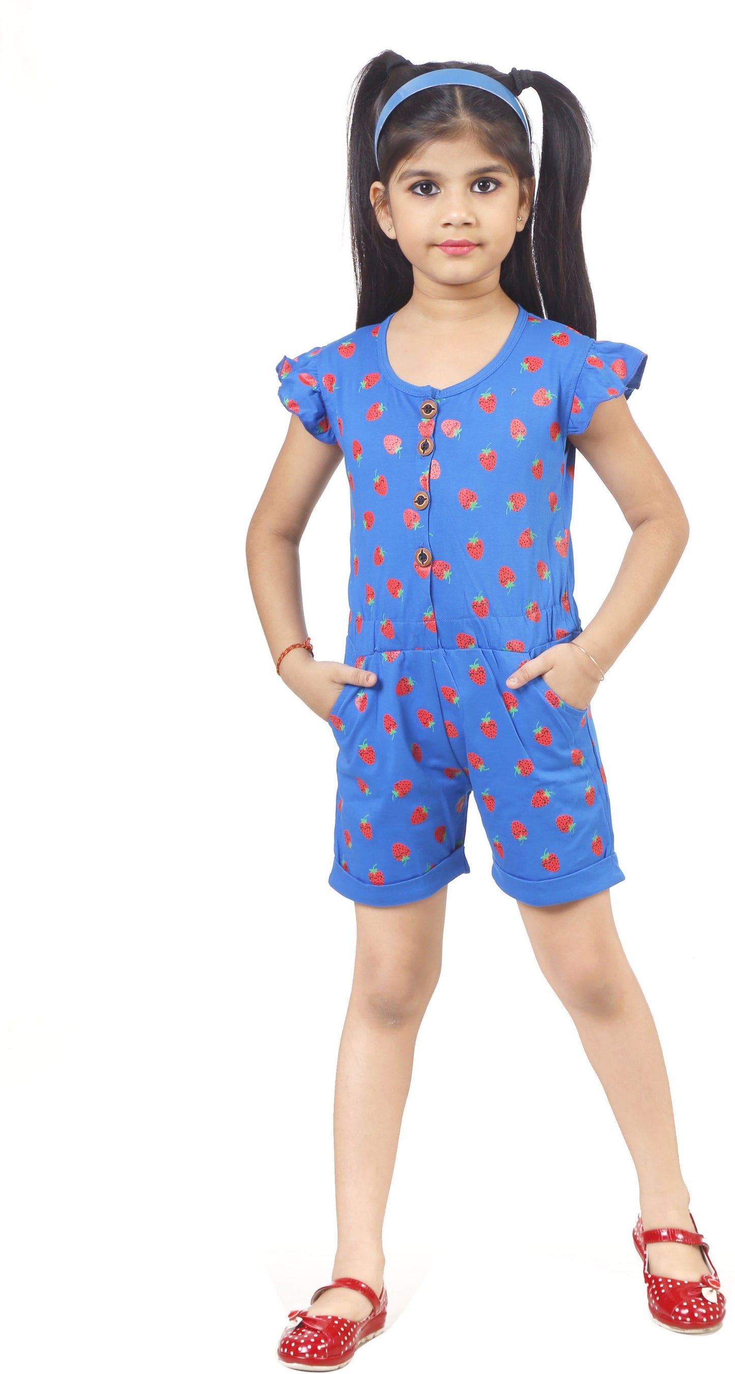 Blue Coloured Cotton Girls  Daily wear Jumpsuit!!