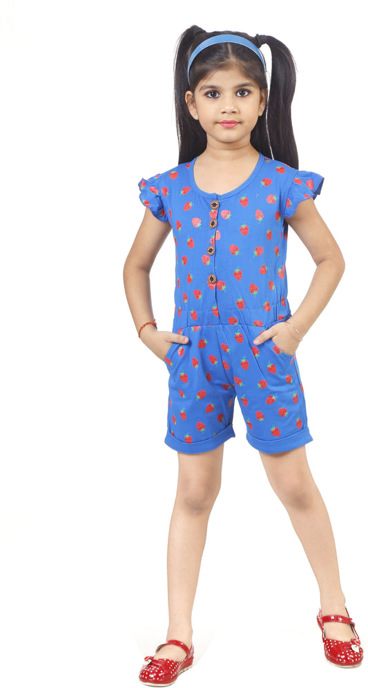 Blue Coloured Cotton Girls  Daily wear Jumpsuit!!