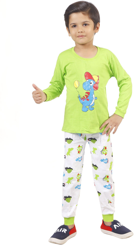 Green Coloured Cotton Boys & Girls ( Unisex) Daily wear T Shirt & Pant!!