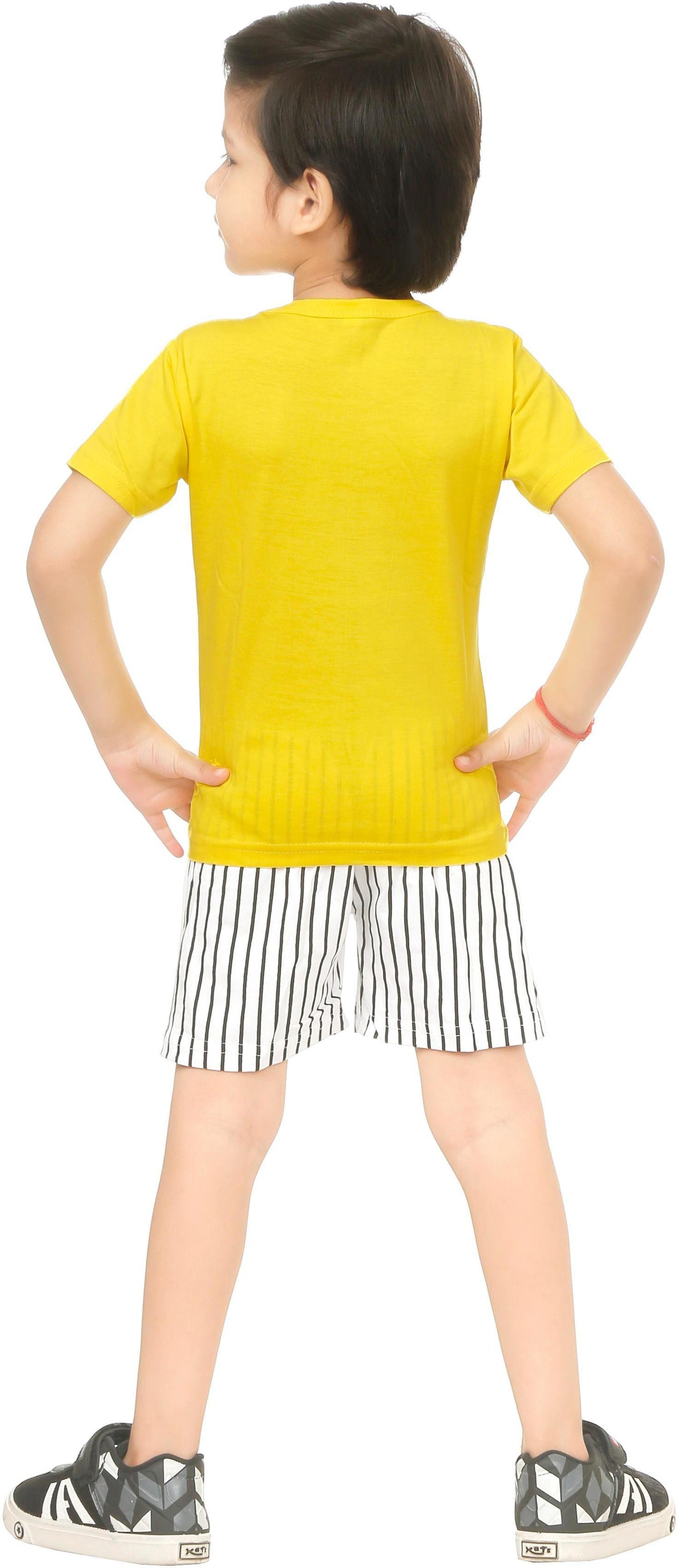 Yellow & White Coloured Cotton Boys & Girls ( Unisex) Daily wear T Shirt & Short!!