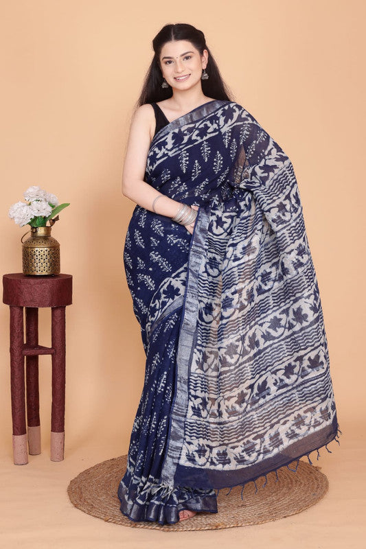 Beautiful Designer Linen  Saree