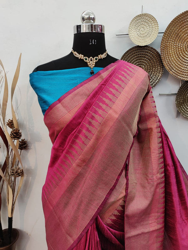 Raw silk weaving saree with Temple woven border!!