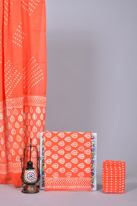 Exclusive Hand Printed Cotton Suits With Cotton Salwar & Mul Cotton Dupatta!!