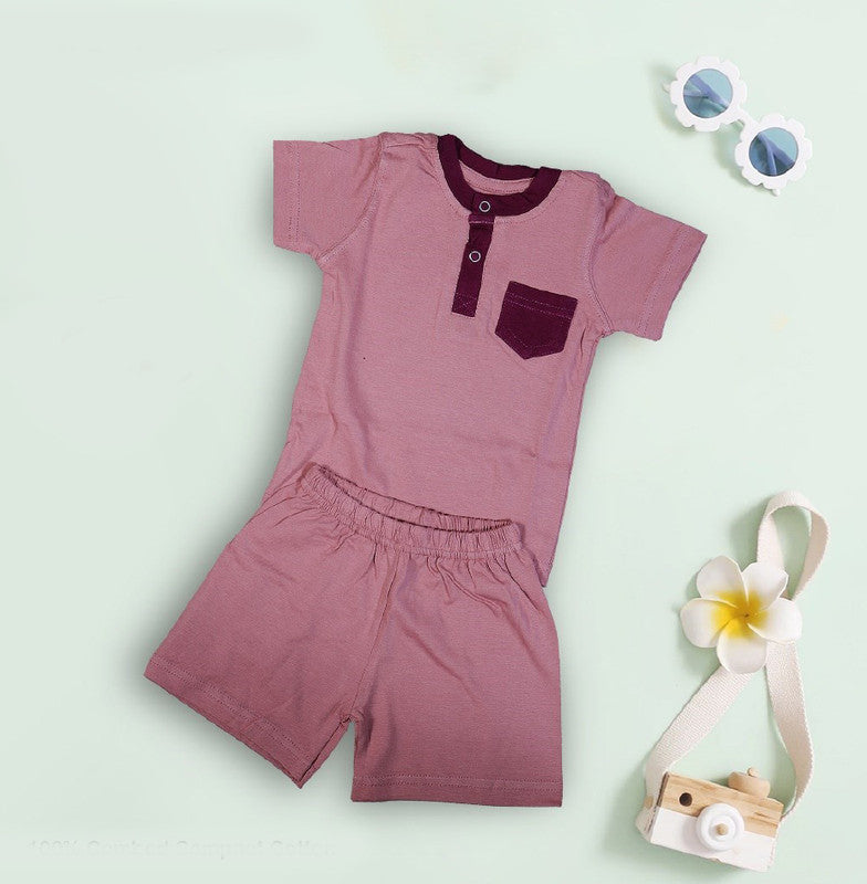 Peach Coloured Cotton Boys Daily wear Top & Short!!