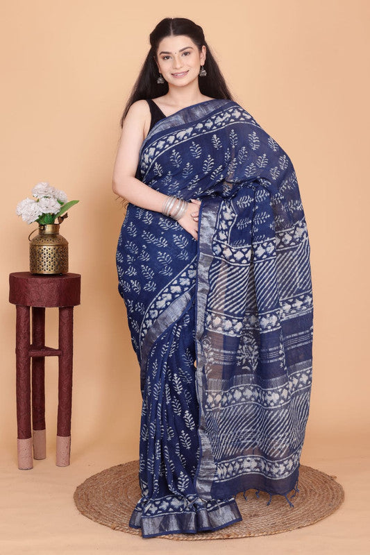 Beautiful Designer Linen  Saree