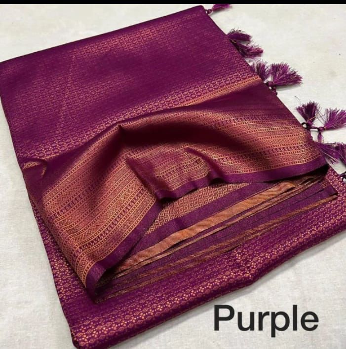 Purple Coloured Soft Silk Jacquard work with Beautiful Rich Pallu Women Party/Daily wear Designer Kubera Pattu Saree with Blouse!!