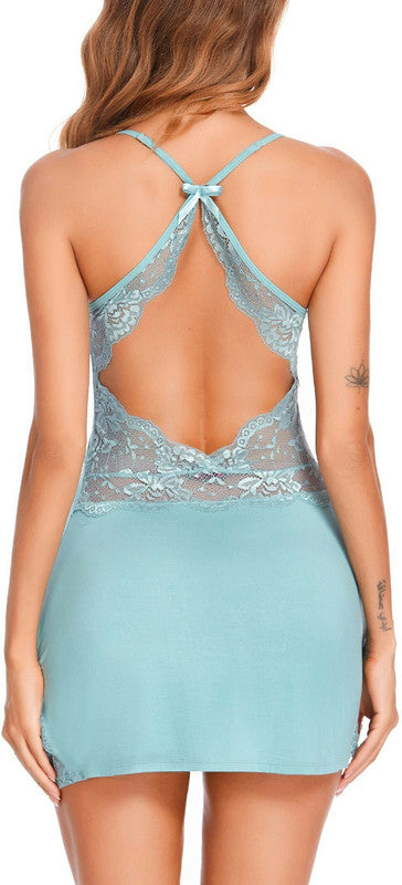 Sky Blue Coloured Premium Soft Comfy Net & Silky touch Women Luxurious Night in or a V Neck Net Hosiery Babydoll Honeymoon Dress!!