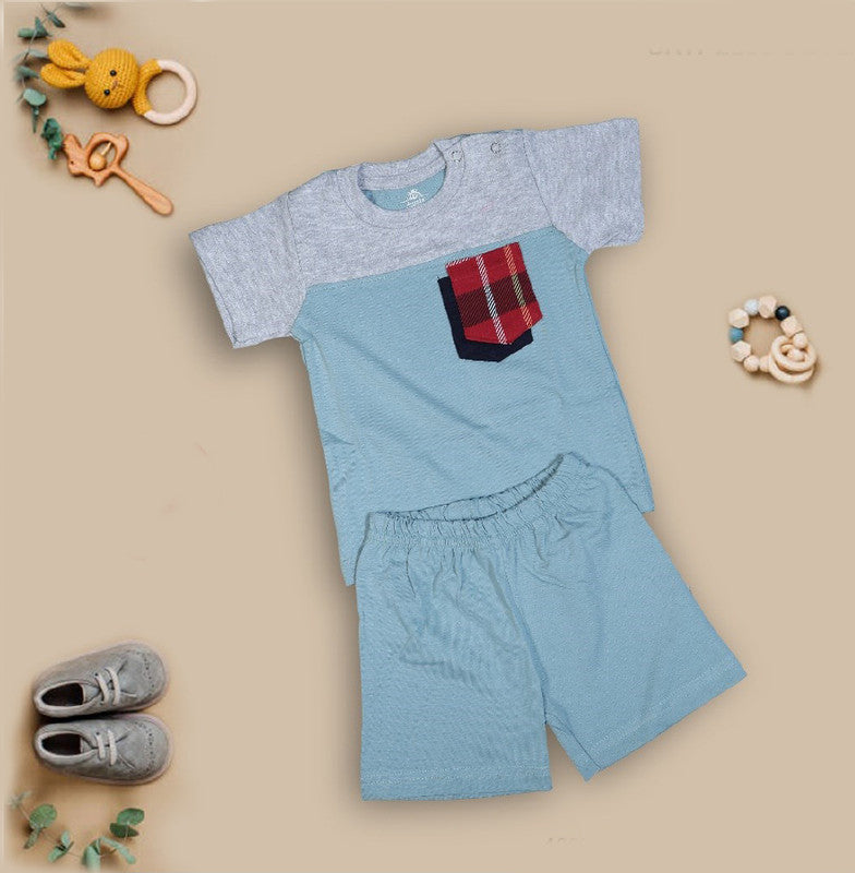 Blue Coloured Cotton Boys Daily wear Top & Short Pant!!