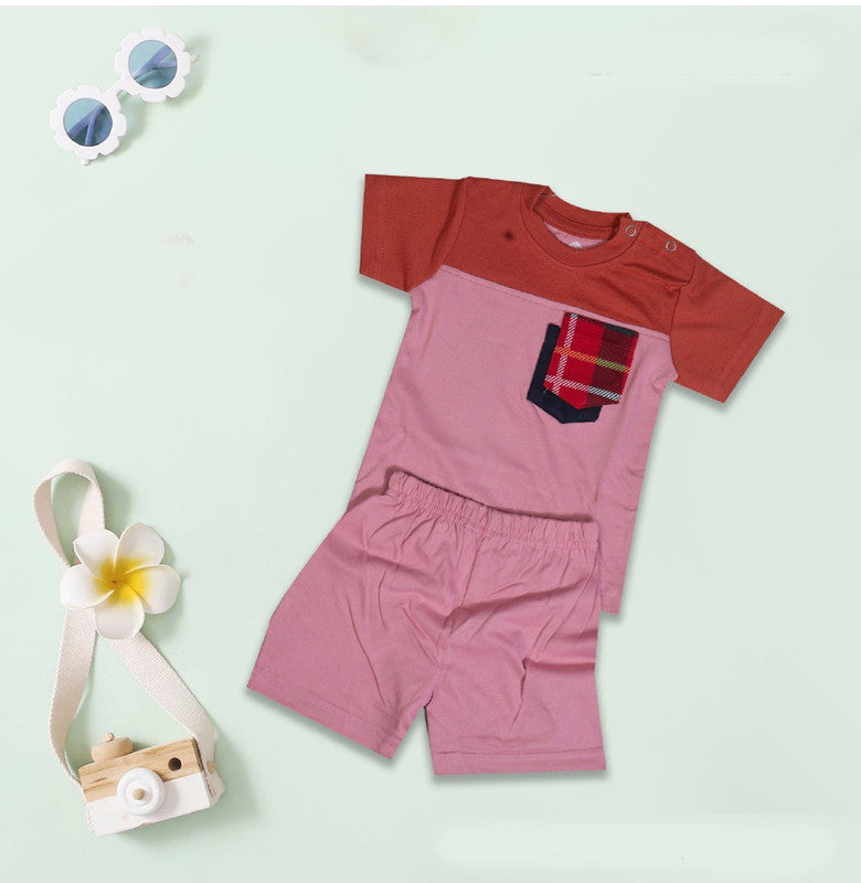 Pink Coloured Cotton Boys Daily wear Top & Short Pant!!