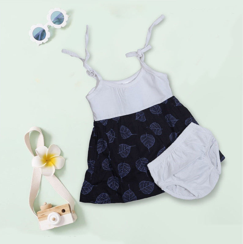 Blue Coloured Cotton Daily wear Girls Designer Sleeveless Frock with Panty!!
