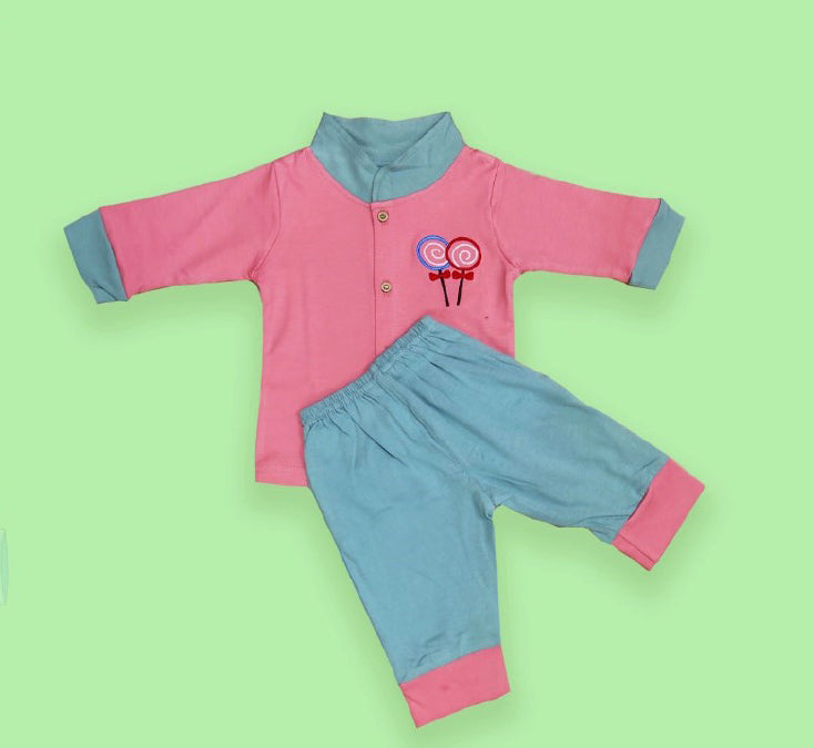 Pink Coloured Cotton Boys Chinese Collar Daily wear Top & Short Pant!!