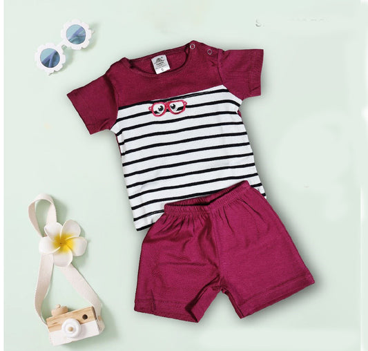 Voilet Coloured Cotton Boys Daily wear Top & Short Pant!!