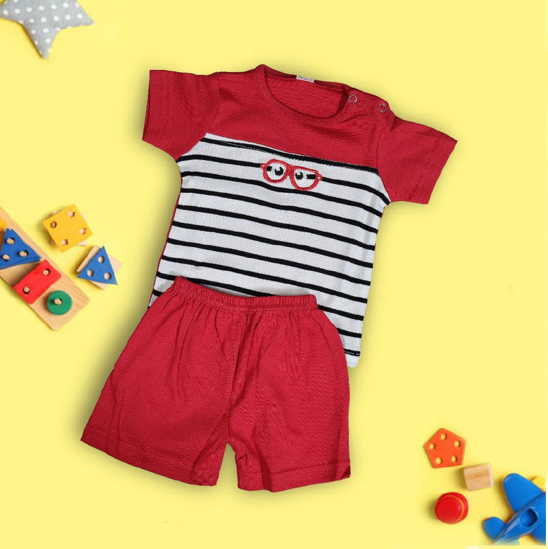 Red Coloured Cotton Boys Daily wear Top & Short Pant!!