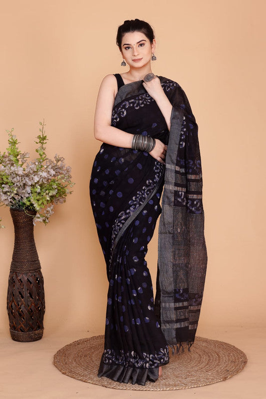 Beautiful Designer Linen  Saree