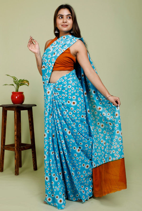 BEAUTIFUL HAND PRINTED MUL COTTON SAREE!!