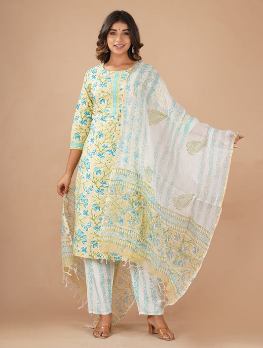 Exclusive Cotton Kurti with Bottom and Dupatta!!