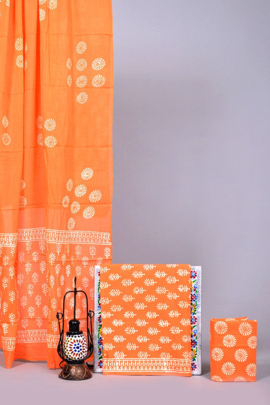 Exclusive Hand Printed Cotton Suits With Cotton Salwar & Mul Cotton Dupatta!!