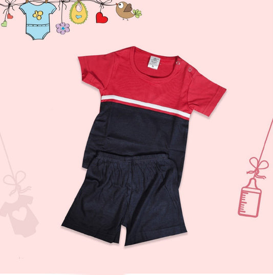 Red Coloured Cotton Boys Daily wear Top & Short Pant!!