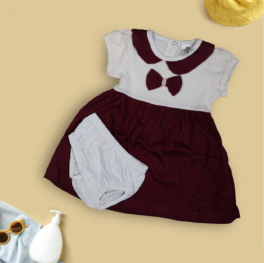 Voilet Coloured Cotton Daily wear Girls Designer Frock with Panty!!