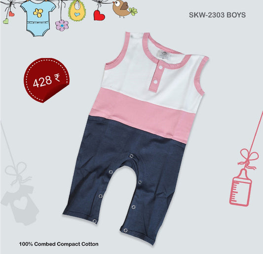 Pink Coloured Cotton Boys Daily wear Jumpsuit!!