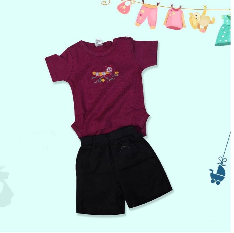 Voilet Coloured Cotton Boys Daily wear Top & Short Pant!!