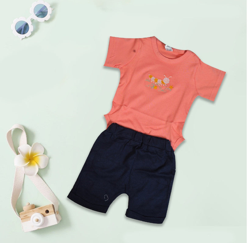 Orange Coloured Cotton Boys Daily wear Top & Short Pant!!