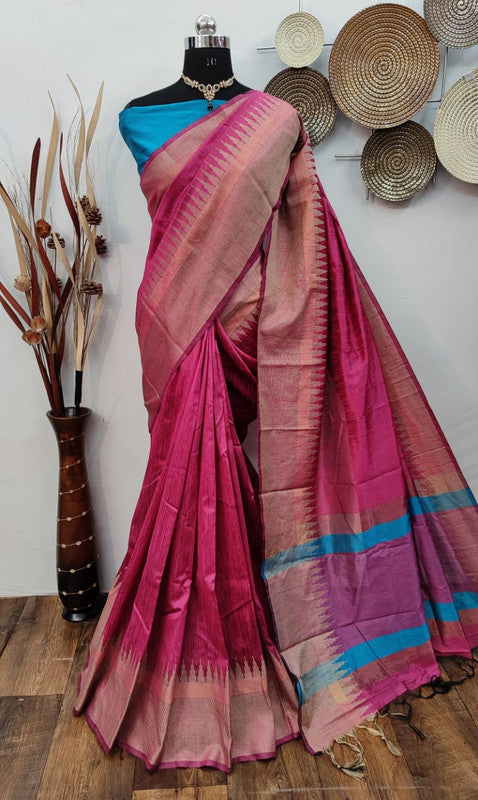 Raw silk weaving saree with Temple woven border!!