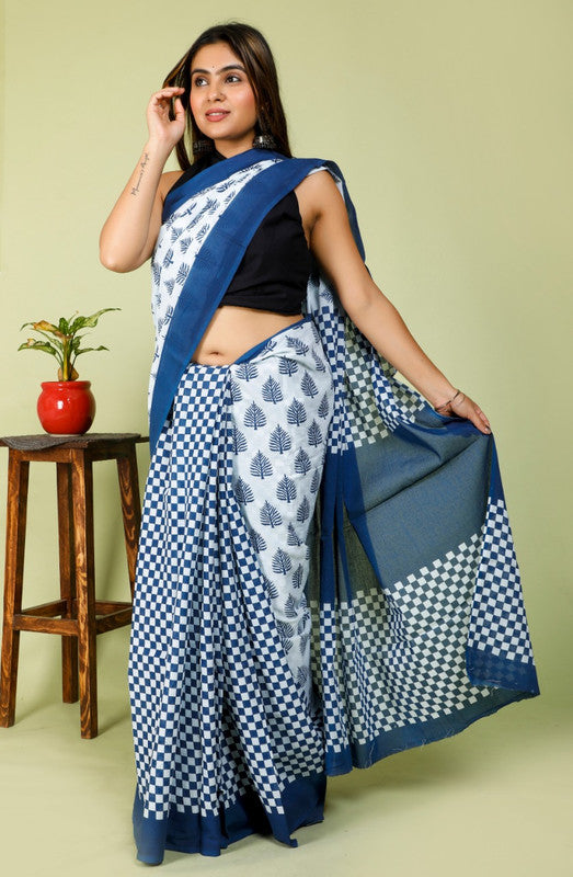 BEAUTIFUL HAND PRINTED MUL COTTON SAREE!!