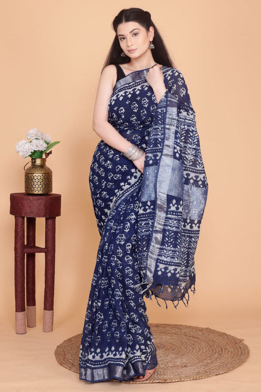 Beautiful Designer Linen  Saree