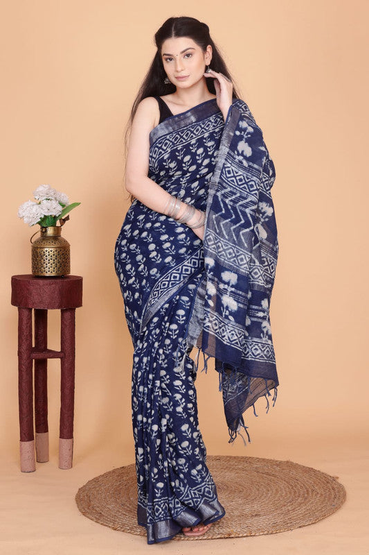 Beautiful Designer Linen  Saree