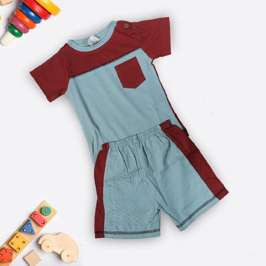 Blue Coloured Cotton Boys Daily wear Top & Short Pant!!