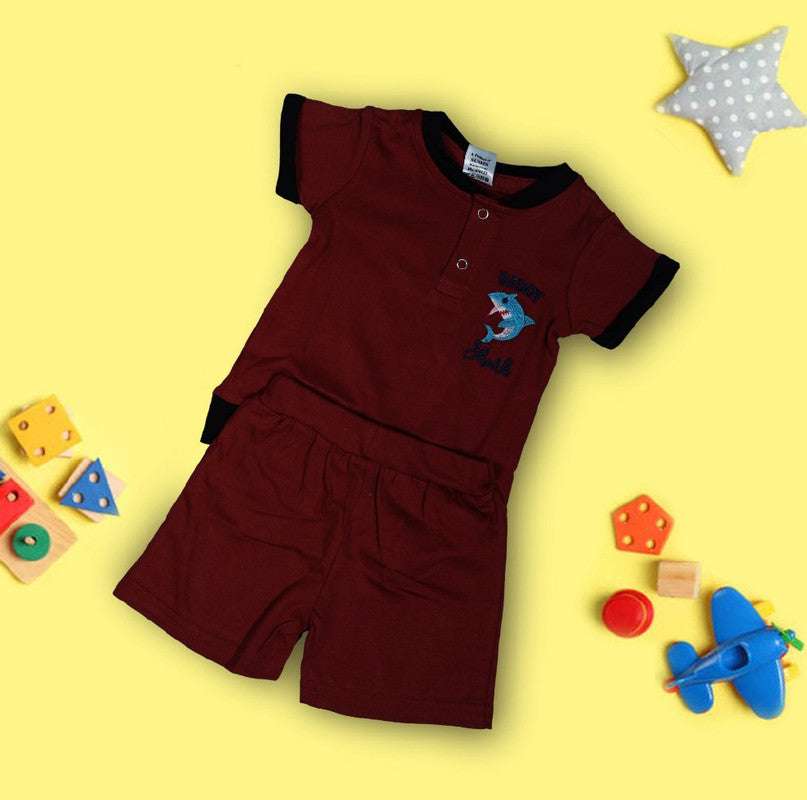 Red Coloured Cotton Boys Daily wear Top & Short Pant!!