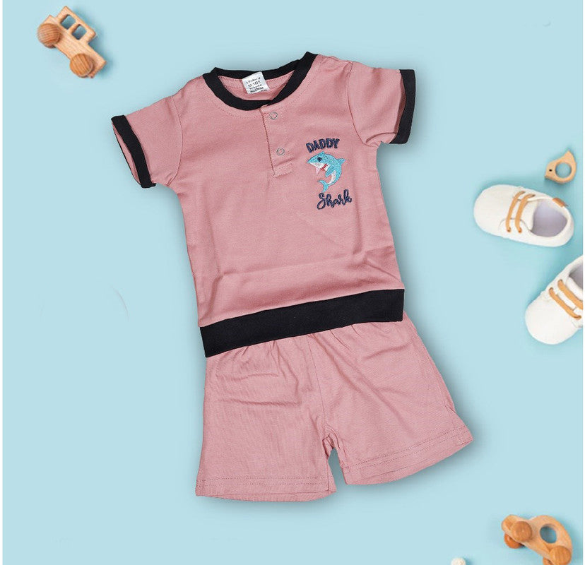 Peach Coloured Cotton Boys Daily wear Top & Short Pant!!