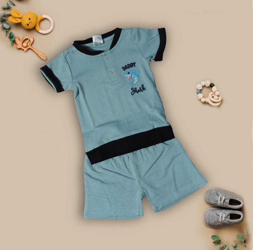 Blue Coloured Cotton Boys Daily wear Top & Short Pant!!