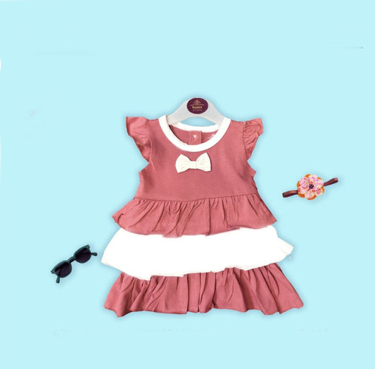 Peach Coloured Cotton Daily wear Girls Designer Frock!!