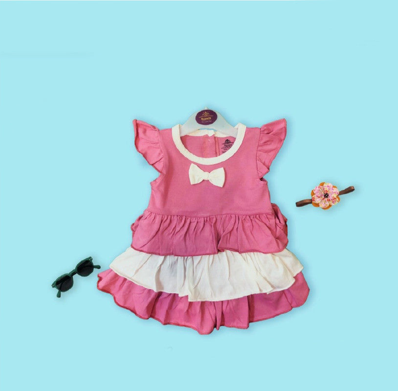 Pink Coloured Cotton Daily wear Girls Designer Frock!!