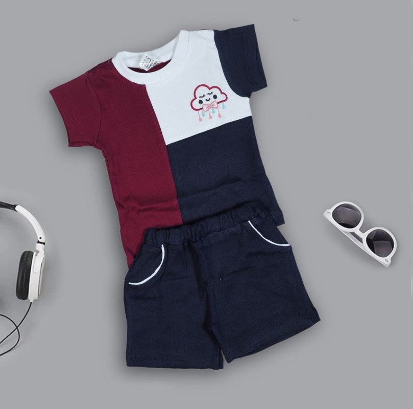 Voilet Coloured Cotton Boys Daily wear Top & Short Pant!!