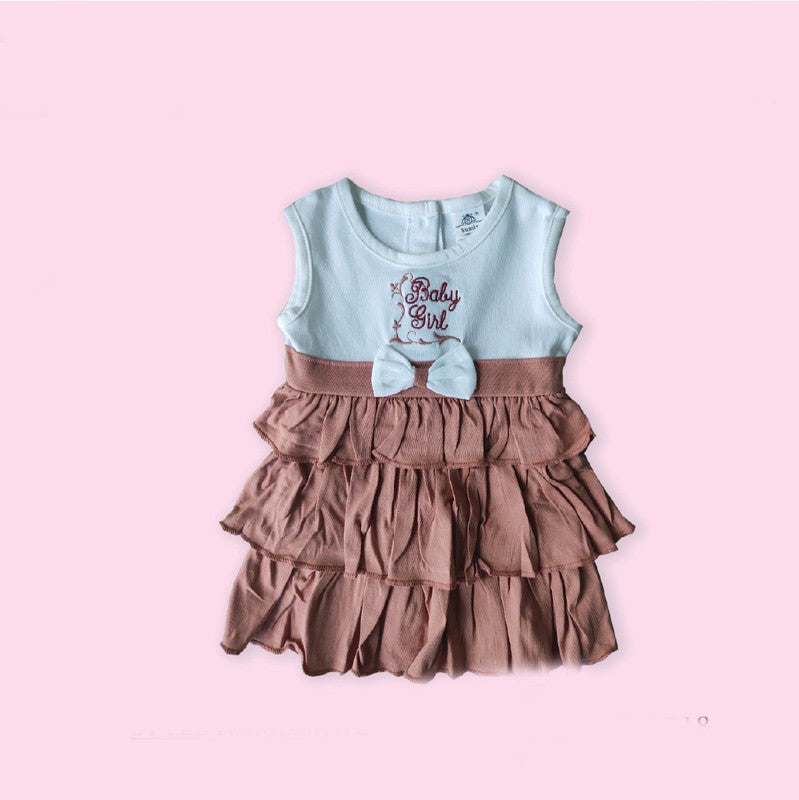 Peach Coloured Cotton Daily wear Girls Designer Frock!!