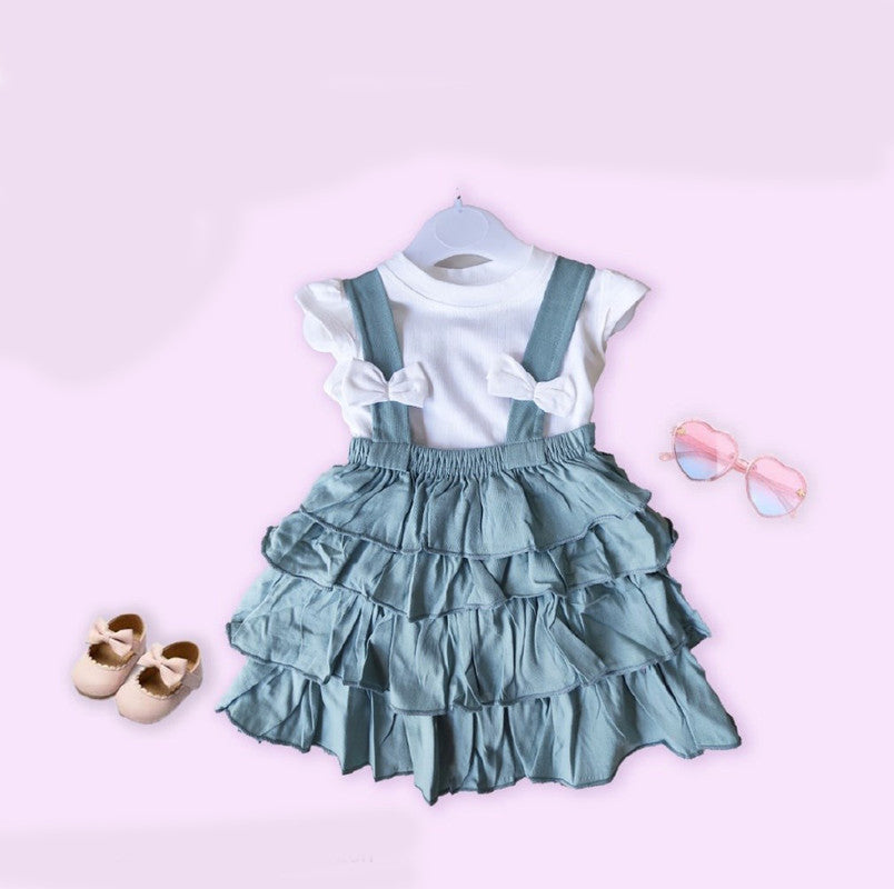 Blue Coloured Cotton Daily wear Girls Dungarees Frock!!