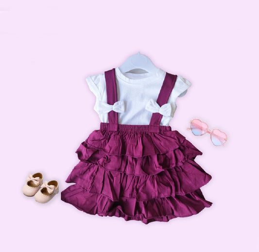 Voilet Coloured Cotton Daily wear Girls Dungarees Frock!!