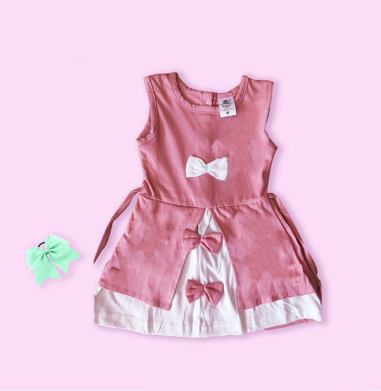 Pink Coloured Cotton Daily wear Girls Designer Frock!!