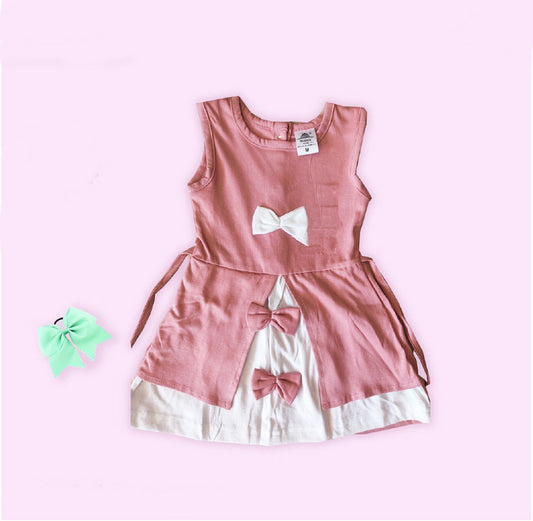 Peach Coloured Cotton Daily wear Girls Designer Frock!!